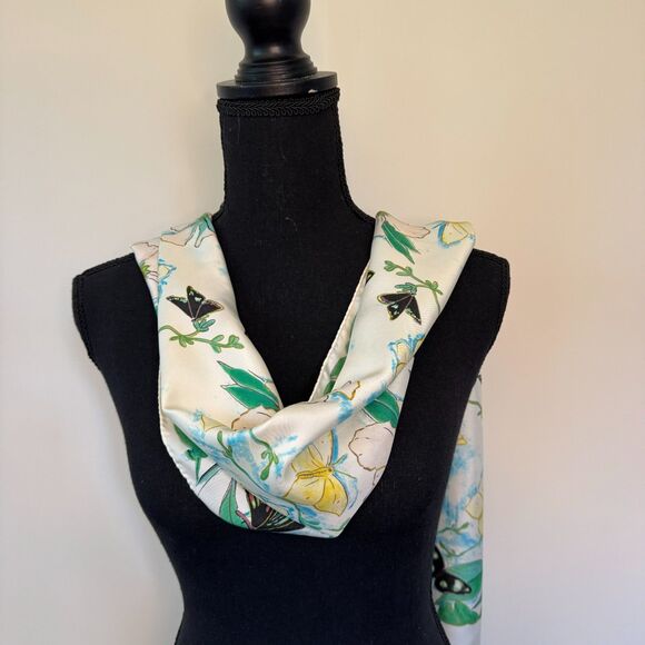 Ermenegildo Zegna for Patek Philippe Y2K Ivory and Green Floral Silk Scarf - Picture 4 of 7